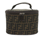 FENDI Zucca Canvas Vanity Cosmetic Pouch Black Brownbs10541