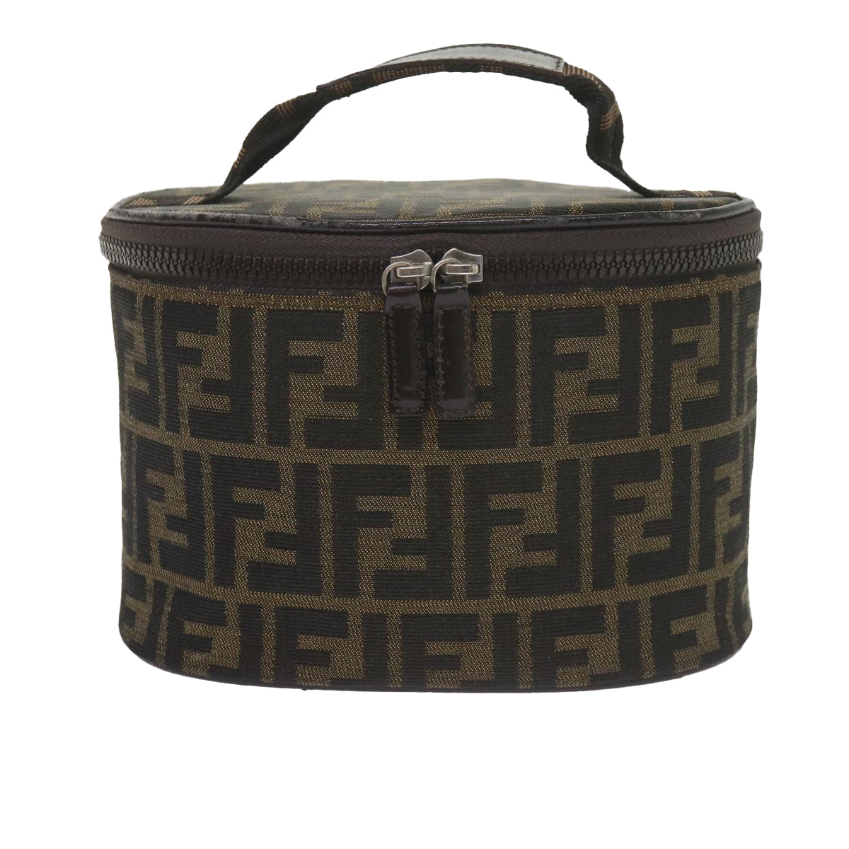 FENDI Zucca Canvas Vanity Cosmetic Pouch Black Brownbs10541