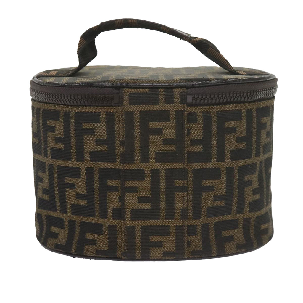 FENDI Zucca Canvas Vanity Cosmetic Pouch Black Brownbs10541
