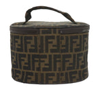 FENDI Zucca Canvas Vanity Cosmetic Pouch Black Brownbs10541