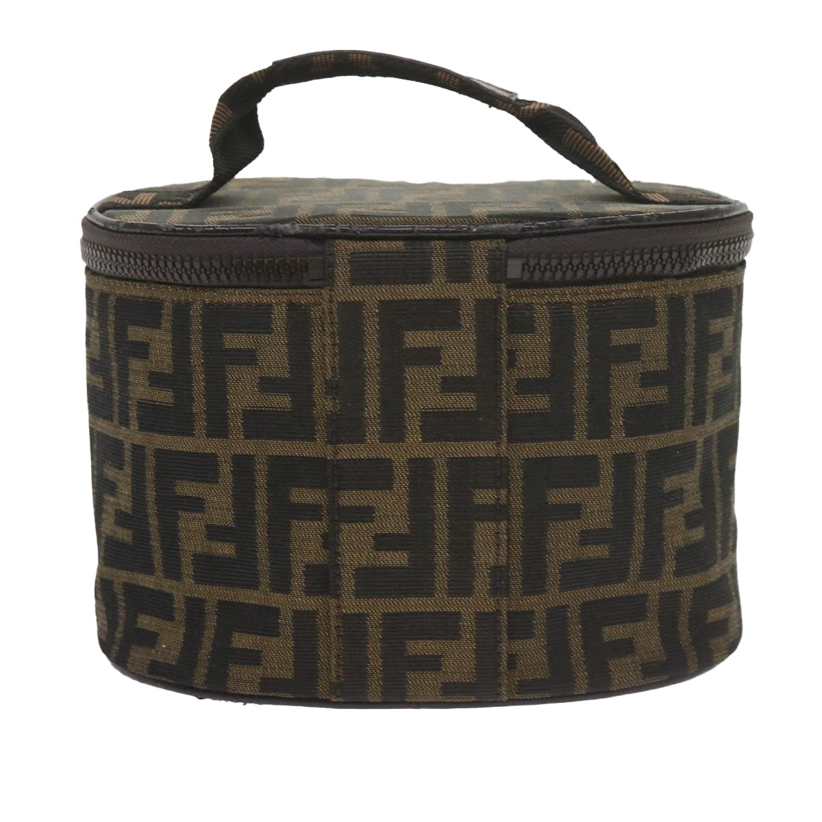 FENDI Zucca Canvas Vanity Cosmetic Pouch Black Brownbs10541