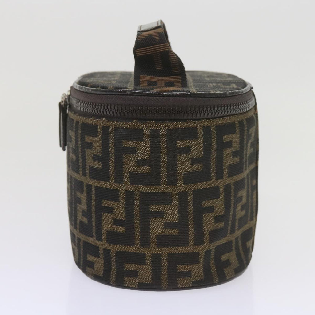 FENDI Zucca Canvas Vanity Cosmetic Pouch Black Brownbs10541