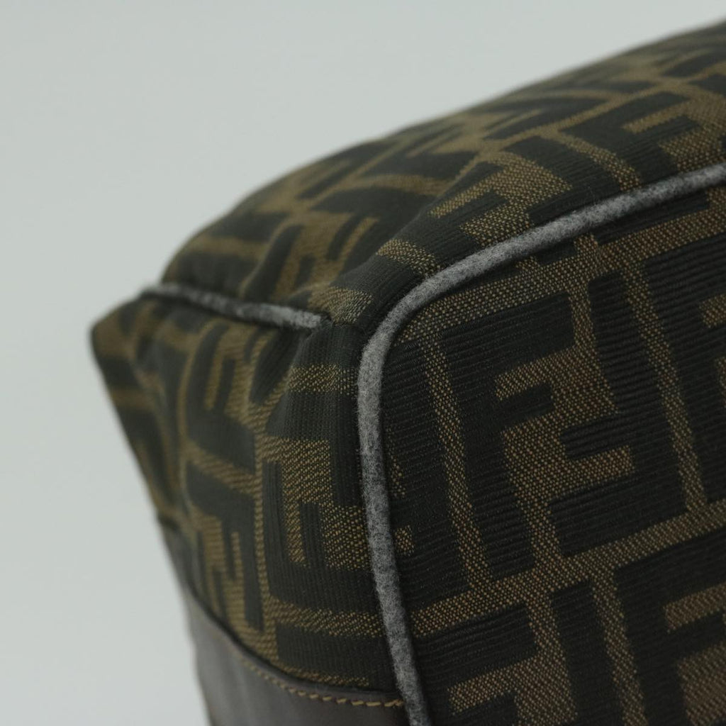 FENDI Zucca Canvas Hand Bag Black Brownbs10753