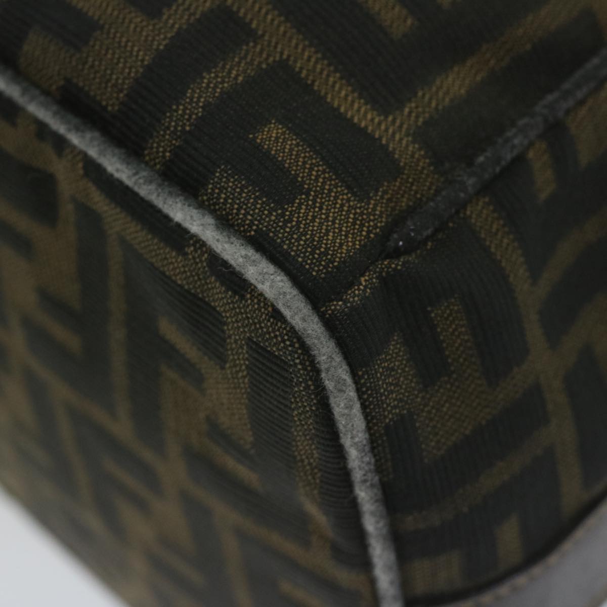 FENDI Zucca Canvas Hand Bag Black Brownbs10753