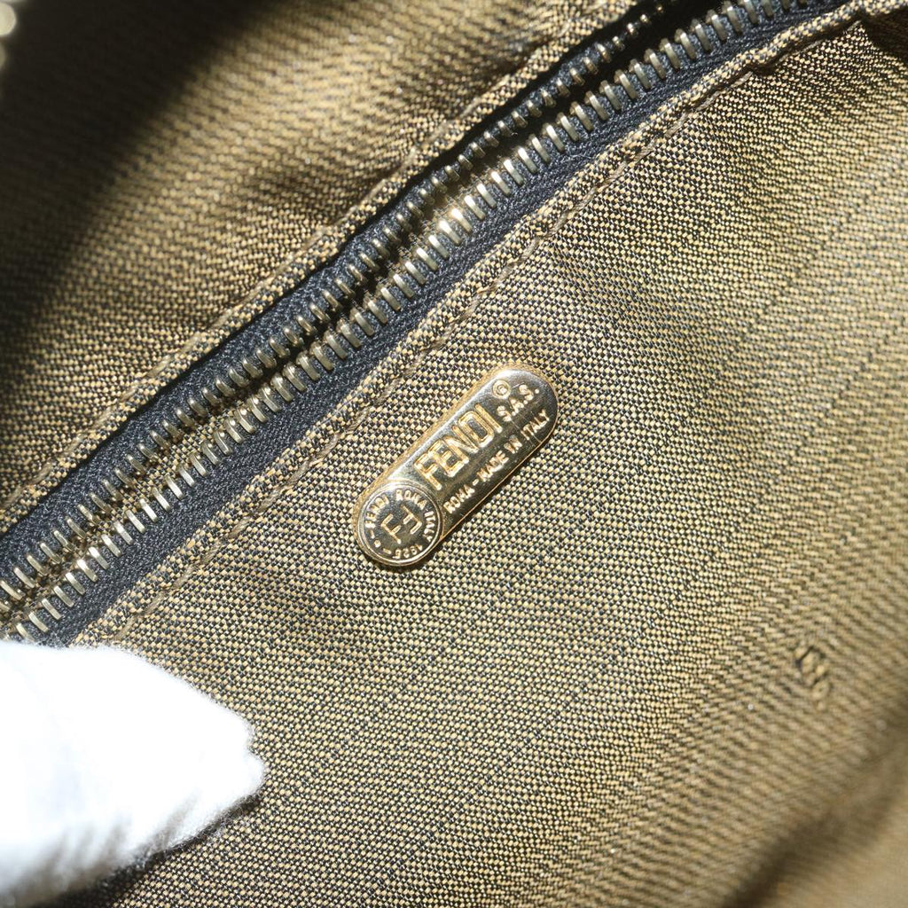 FENDI Zucca Canvas Hand Bag Black Brownbs10753