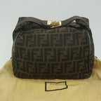 FENDI Zucca Canvas Hand Bag Black Brownbs10753