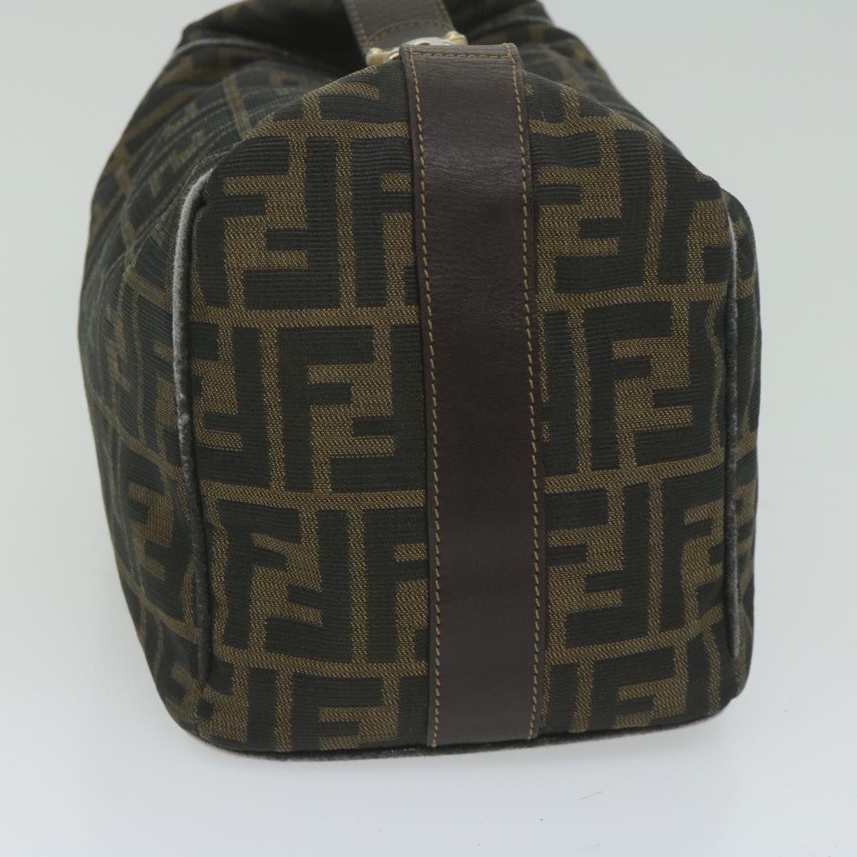 FENDI Zucca Canvas Hand Bag Black Brownbs10753