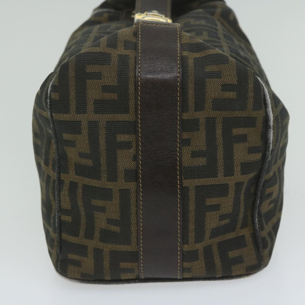 FENDI Zucca Canvas Hand Bag Black Brownbs10753