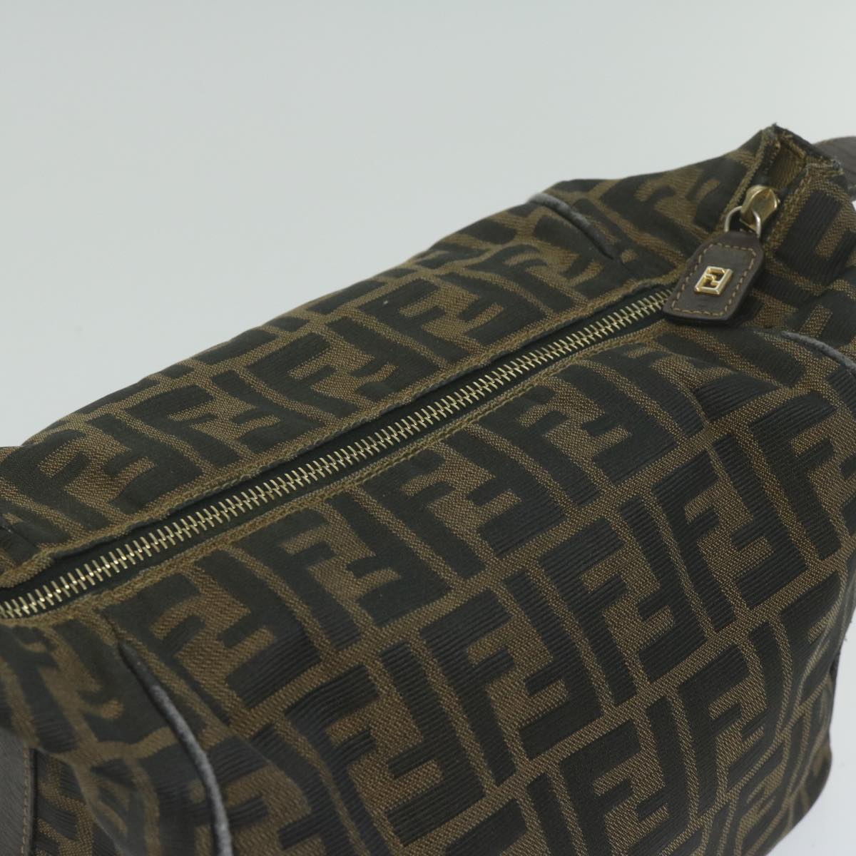 FENDI Zucca Canvas Hand Bag Black Brownbs10753