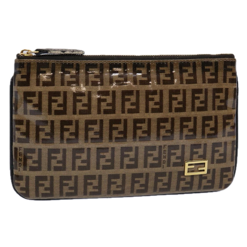 FENDI Zucchino Canvas Pouch Brownbs10758