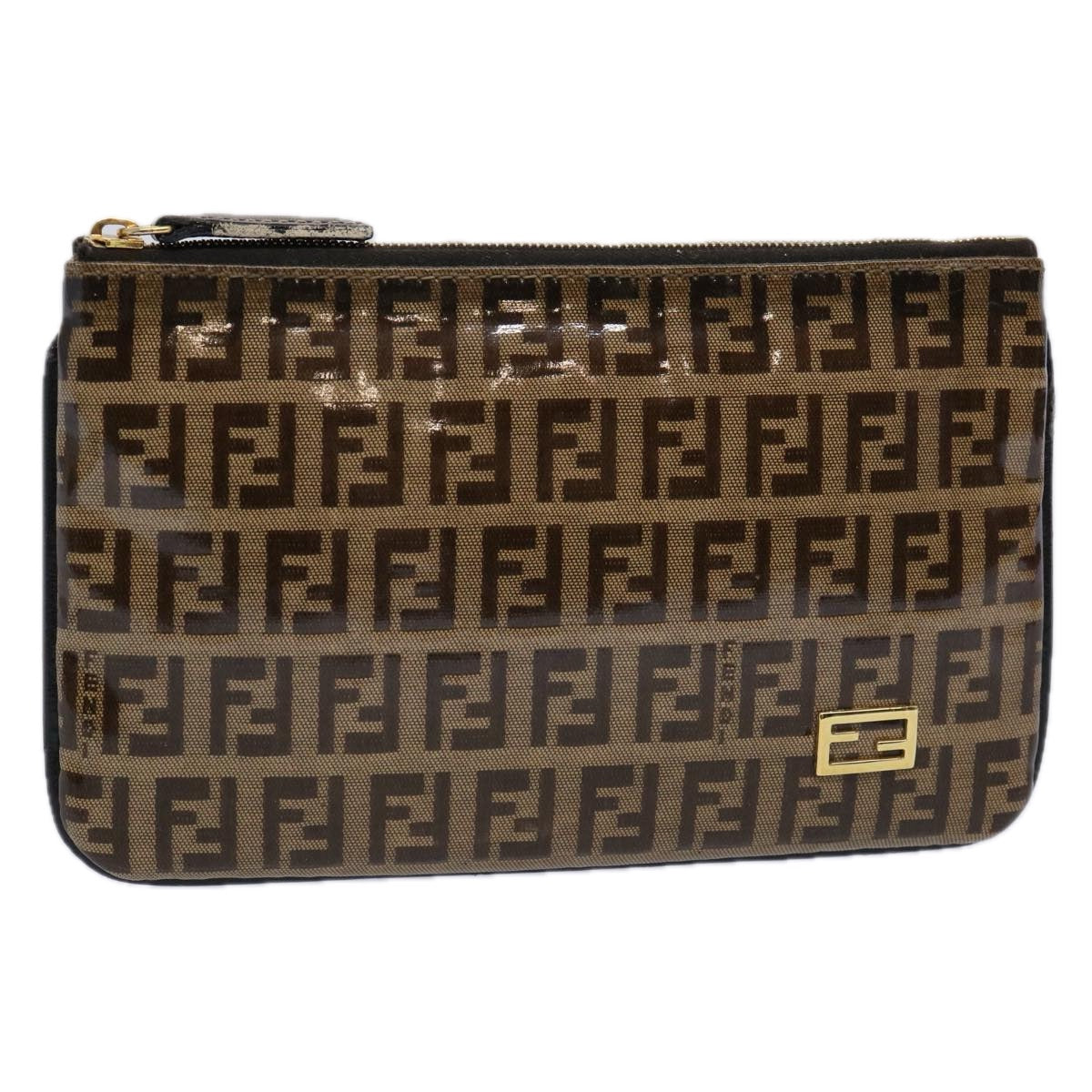 FENDI Zucchino Canvas Pouch Brownbs10758