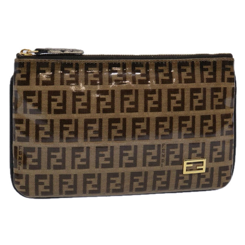 FENDI Zucchino Canvas Pouch Brownbs10758