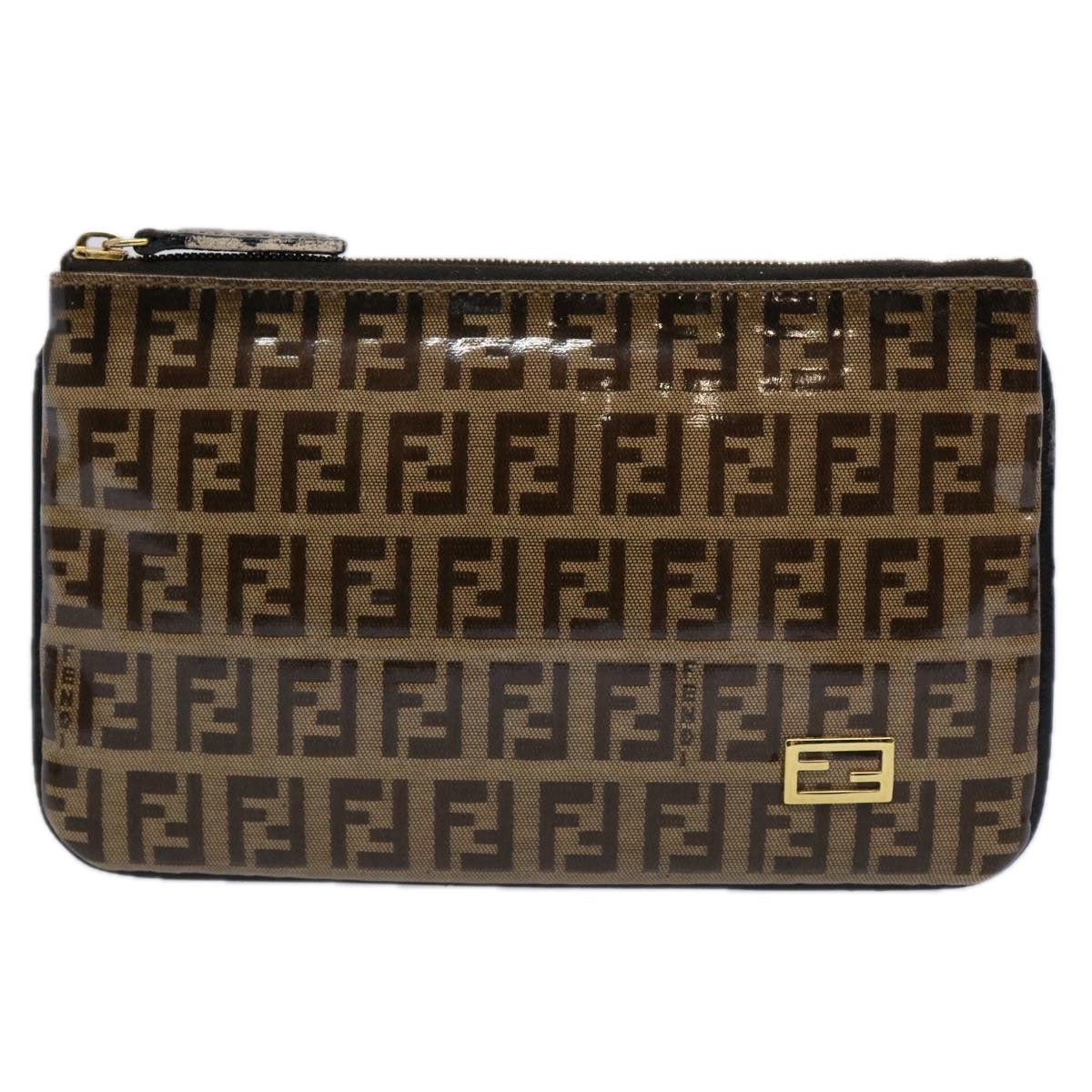 FENDI Zucchino Canvas Pouch Brownbs10758