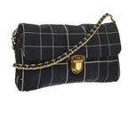 PRADA Chain Shoulder Bag Satin Navy  bs10795