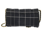 PRADA Chain Shoulder Bag Satin Navy  bs10795