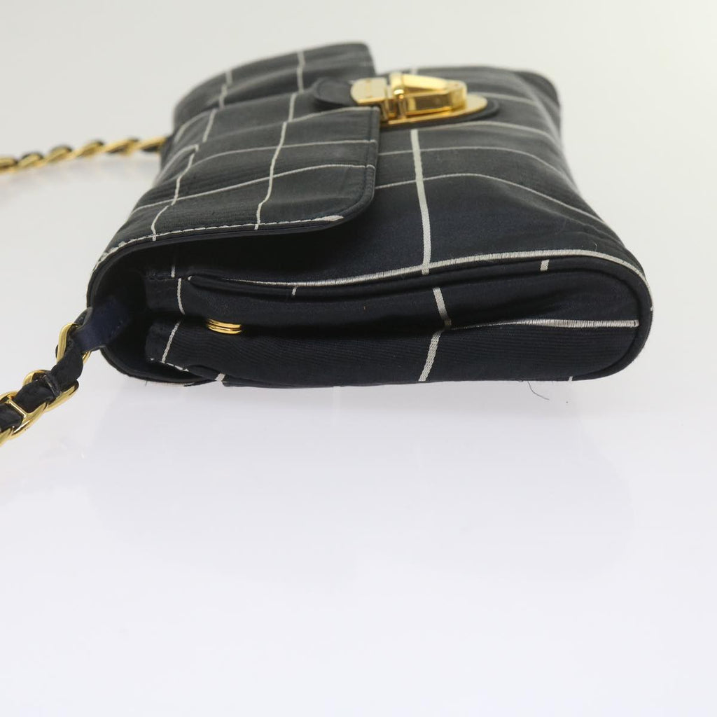 PRADA Chain Shoulder Bag Satin Navy  bs10795