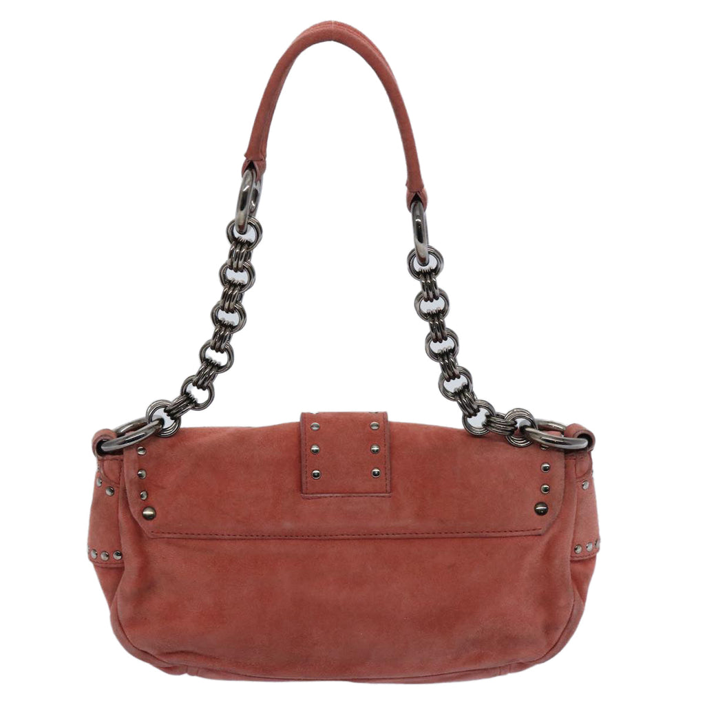 PRADA Chain Shoulder Bag Suede Red  bs10796