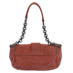 PRADA Chain Shoulder Bag Suede Red  bs10796