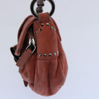 PRADA Chain Shoulder Bag Suede Red  bs10796