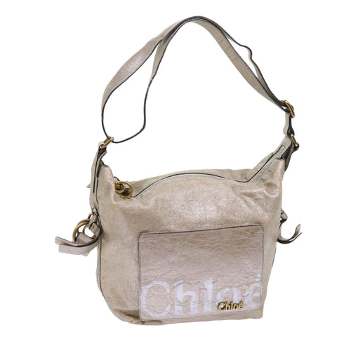 Chloe Shoulder Bag Leather Silver 02-09-51-5859 bs10804