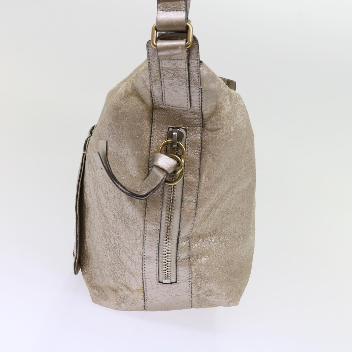 Chloe Shoulder Bag Leather Silver 02-09-51-5859 bs10804