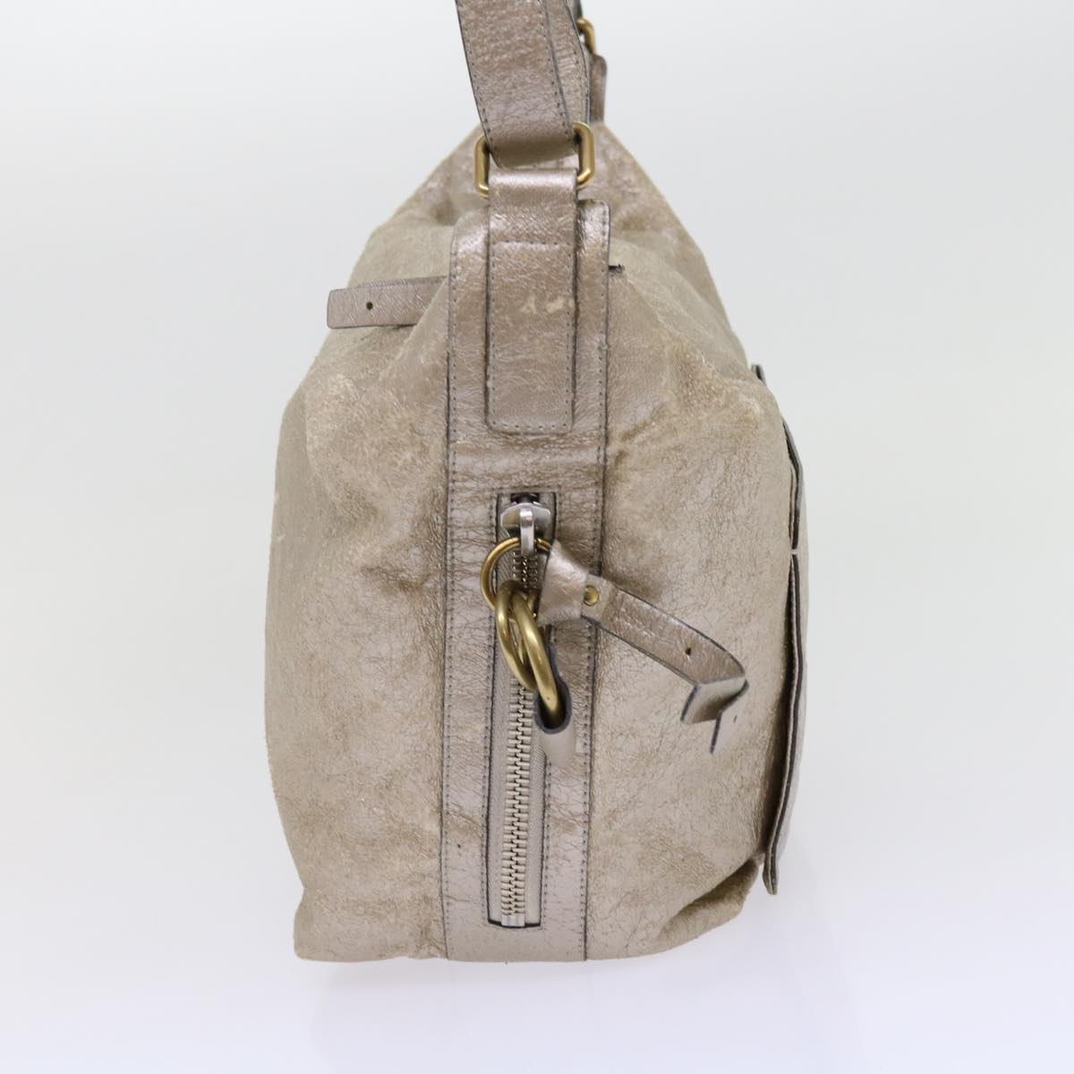 Chloe Shoulder Bag Leather Silver 02-09-51-5859 bs10804