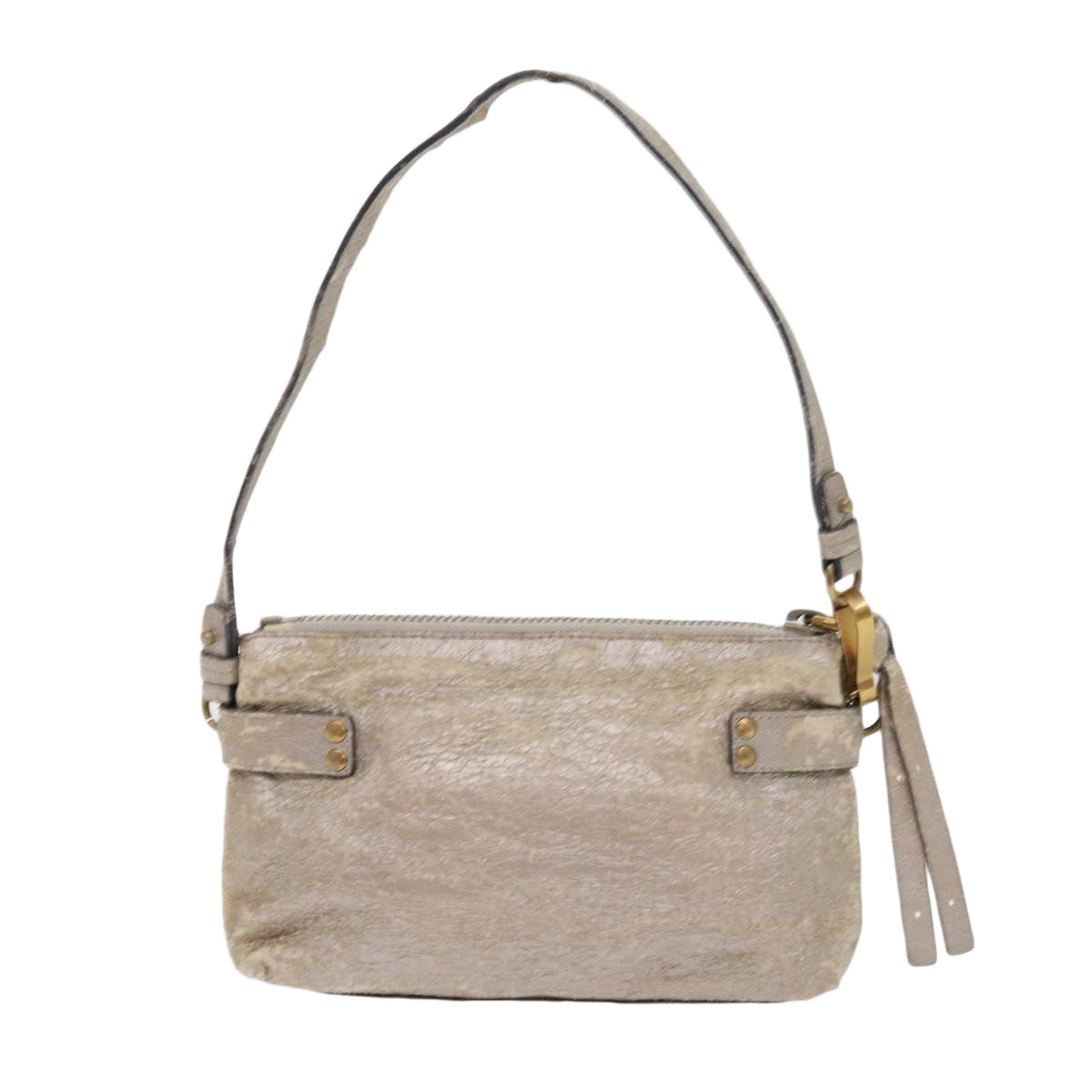 Chloe Shoulder Bag Leather Silver 02-09-51-595 bs10805