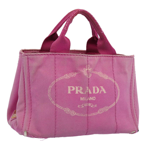 PRADA Canapa PM Hand Bag Canvas Pink  bs10834