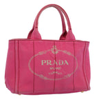 PRADA Canapa PM Hand Bag Canvas Pink  bs10835
