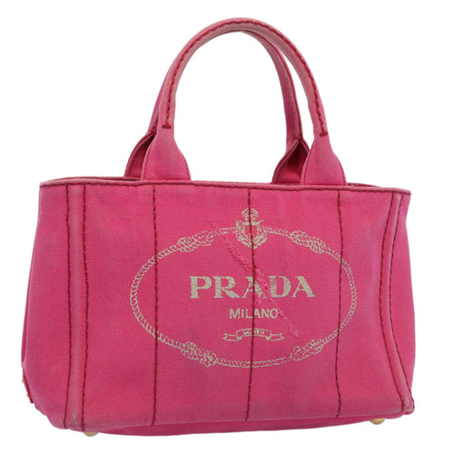 PRADA Canapa PM Hand Bag Canvas Pink  bs10835