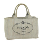 PRADA Canapa PM Hand Bag Canvas White  bs10879