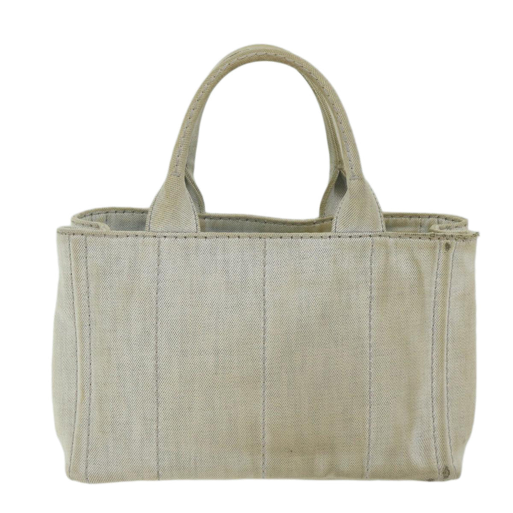 PRADA Canapa PM Hand Bag Canvas White  bs10879