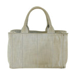PRADA Canapa PM Hand Bag Canvas White  bs10879