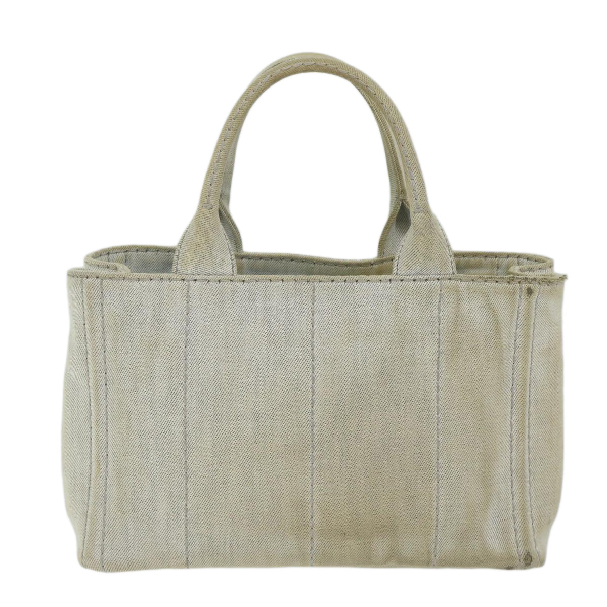 PRADA Canapa PM Hand Bag Canvas White  bs10879