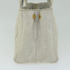 PRADA Canapa PM Hand Bag Canvas White  bs10879