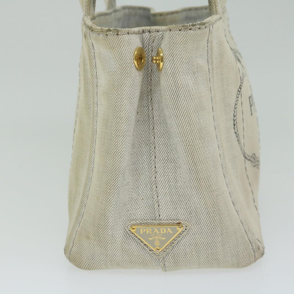PRADA Canapa PM Hand Bag Canvas White  bs10879