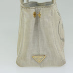 PRADA Canapa PM Hand Bag Canvas White  bs10879