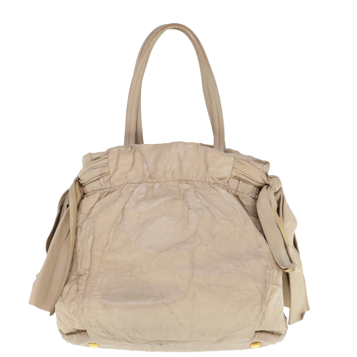 PRADA Hand Bag Leather 2way Beige  bs10932