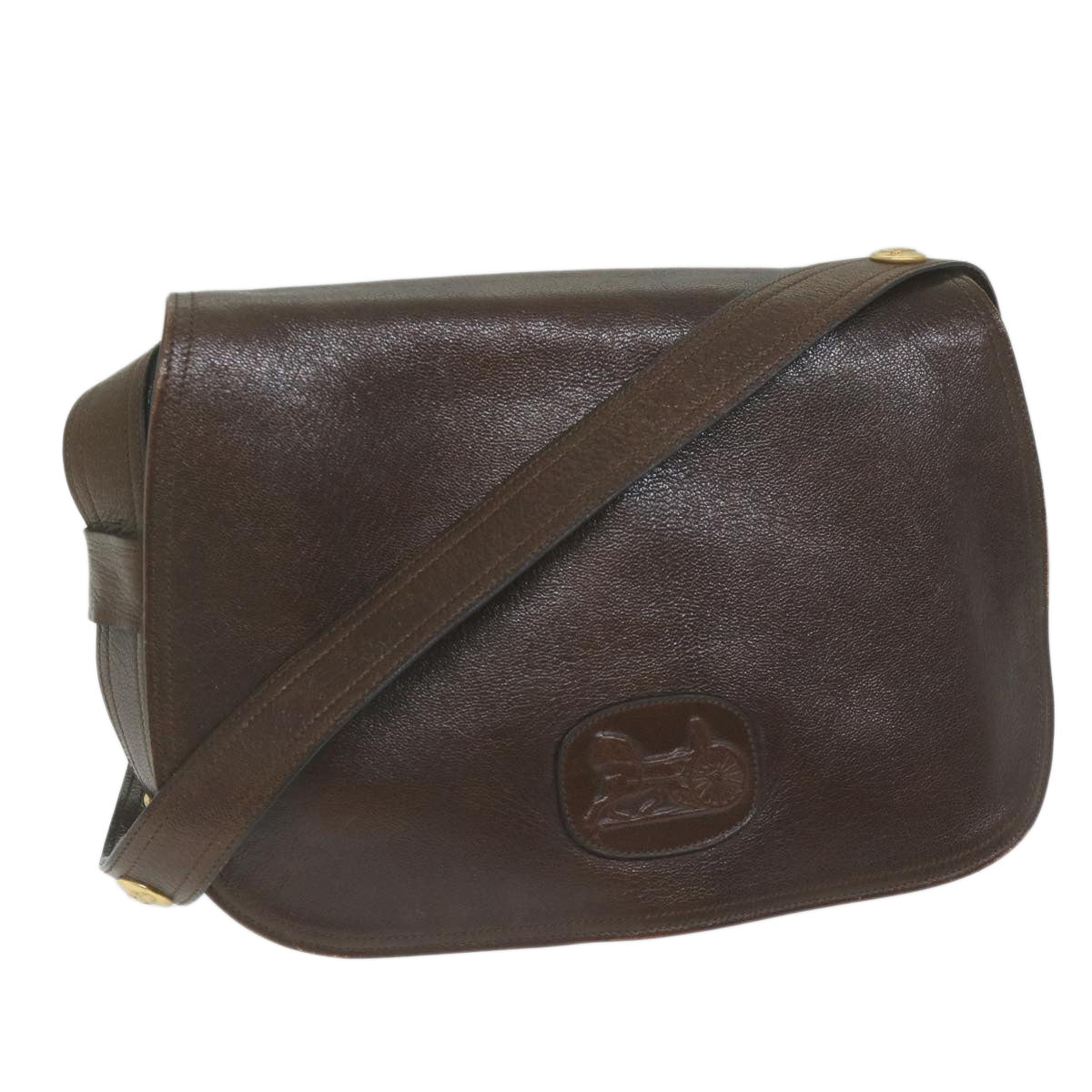 CELINE Shoulder Bag Leather Brown  10936
