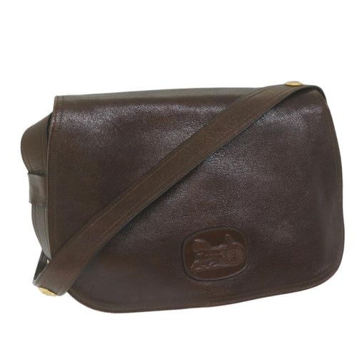 CELINE Shoulder Bag Leather Brown  10936