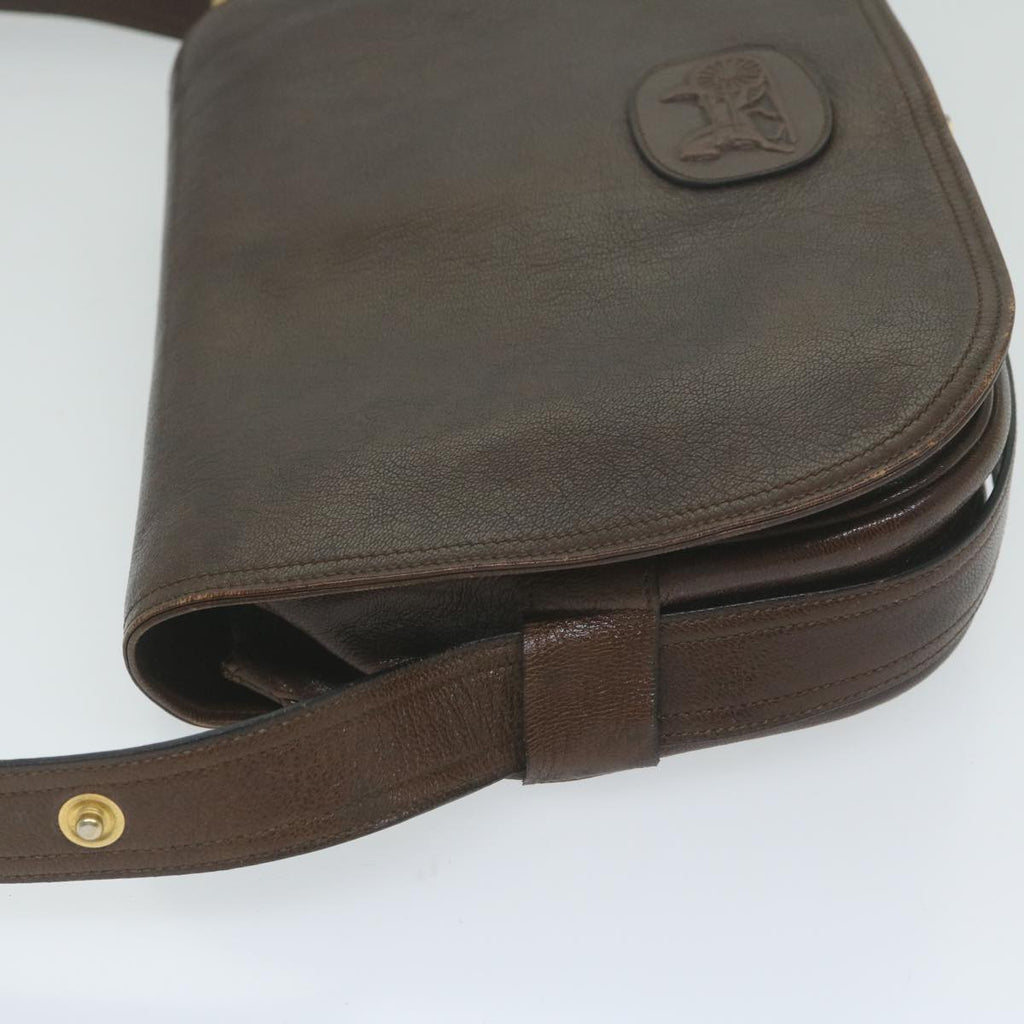 CELINE Shoulder Bag Leather Brown  10936