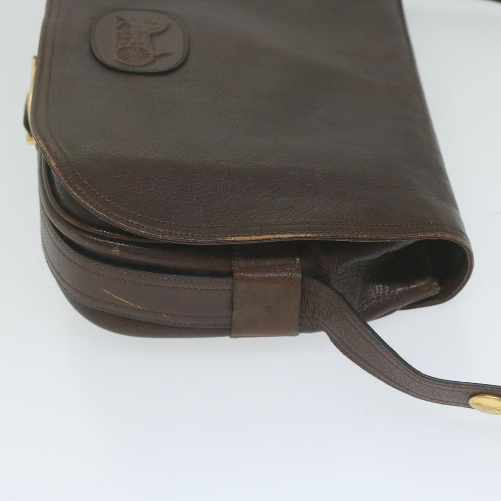 CELINE Shoulder Bag Leather Brown  10936