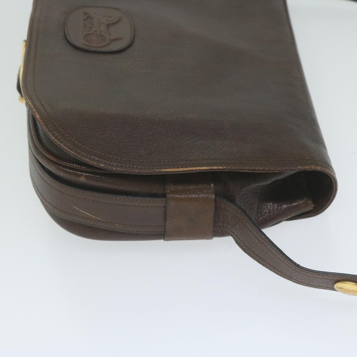 CELINE Shoulder Bag Leather Brown  10936