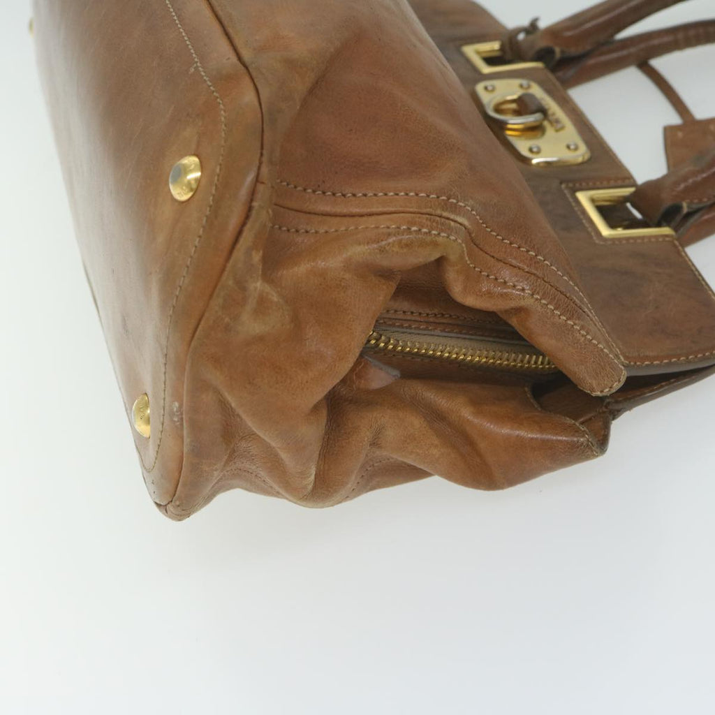 PRADA Hand Bag Leather 2way Brown  bs10941
