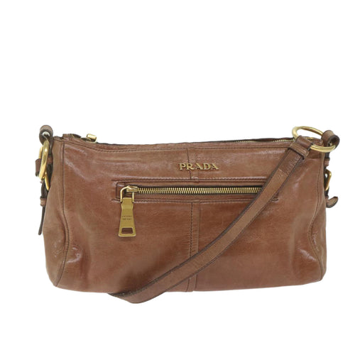 PRADA Shoulder Bag Leather Brown  bs10961