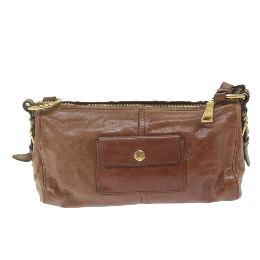 PRADA Shoulder Bag Leather Brown  bs10961