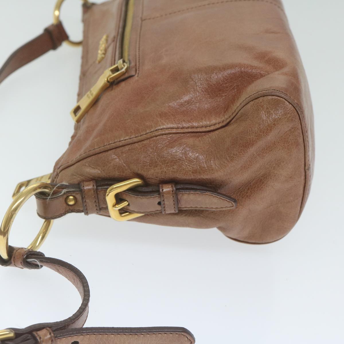 PRADA Shoulder Bag Leather Brown  bs10961