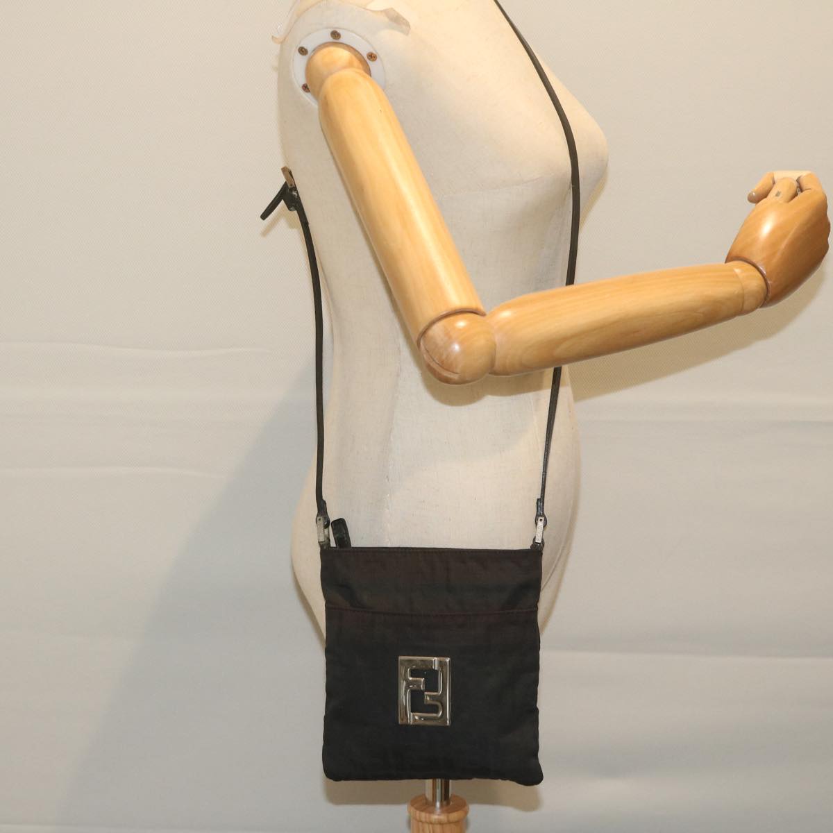 FENDI Zucca Canvas Shoulder Bag Blackbs10962