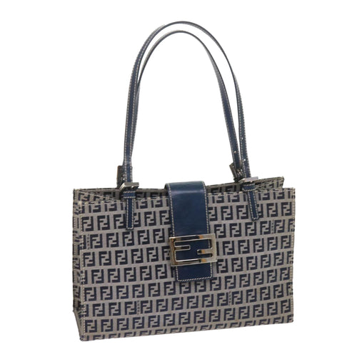 FENDI Zucchino Canvas Mamma Baguette Shoulder Bag Navybs11001