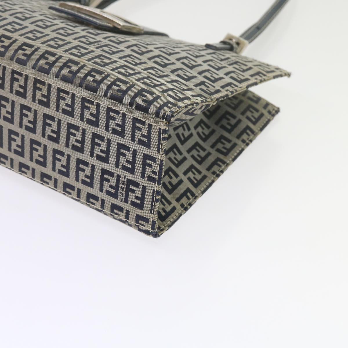 FENDI Zucchino Canvas Mamma Baguette Shoulder Bag Navybs11001